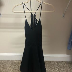 Black Lace Open Back Dress